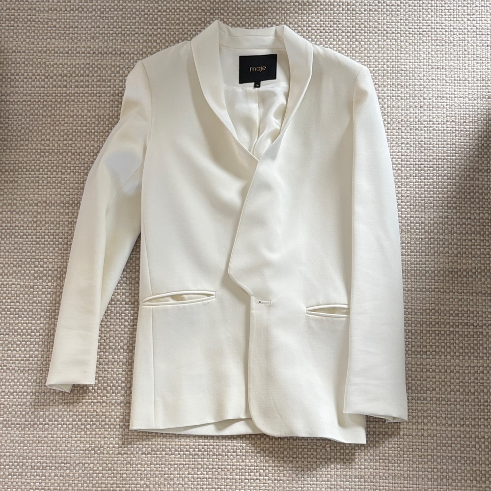 Maje Off-White Asymmetric Single-Button Blazer